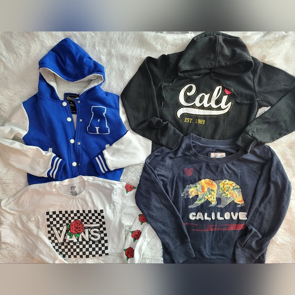4 Piece Lot,( One Vans Shirt, Two Sweaters And One Varsity Sweater Jacket )